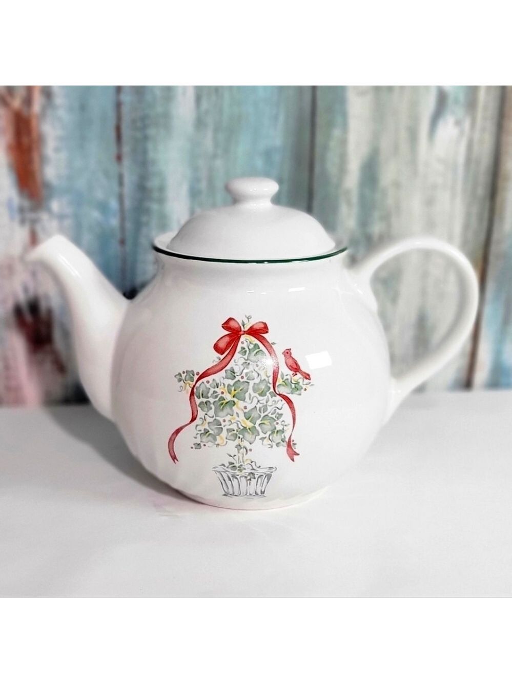 Vintage Corelle Coordinates Callaway Christmas Teapot